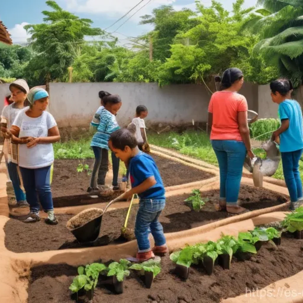 지역개발과 관련된 NGO 단체 소개 - **"A vibrant, wide-angle shot capturing a diverse Latin American community engaged in a local develo...