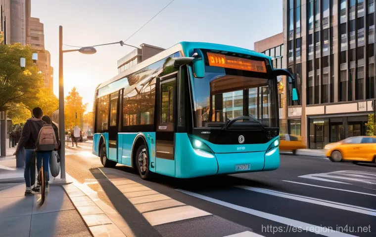 지역개발 최신 기술 트렌드 - **Prompt: A bustling, vibrant city street at sunset, showcasing advanced AI-powered urban mobility. ...
