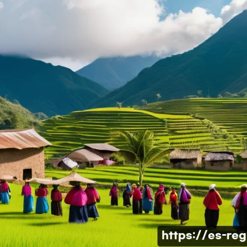 지역개발 계획 발표 자료 준비 - A vibrant rural community in Latin America engaging in sustainable agriculture and artisanal crafts,...