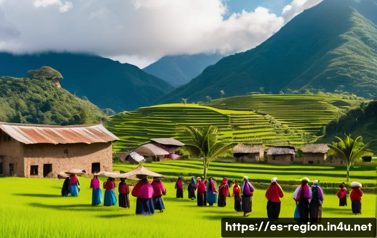 지역개발 계획 발표 자료 준비 - A vibrant rural community in Latin America engaging in sustainable agriculture and artisanal crafts,...