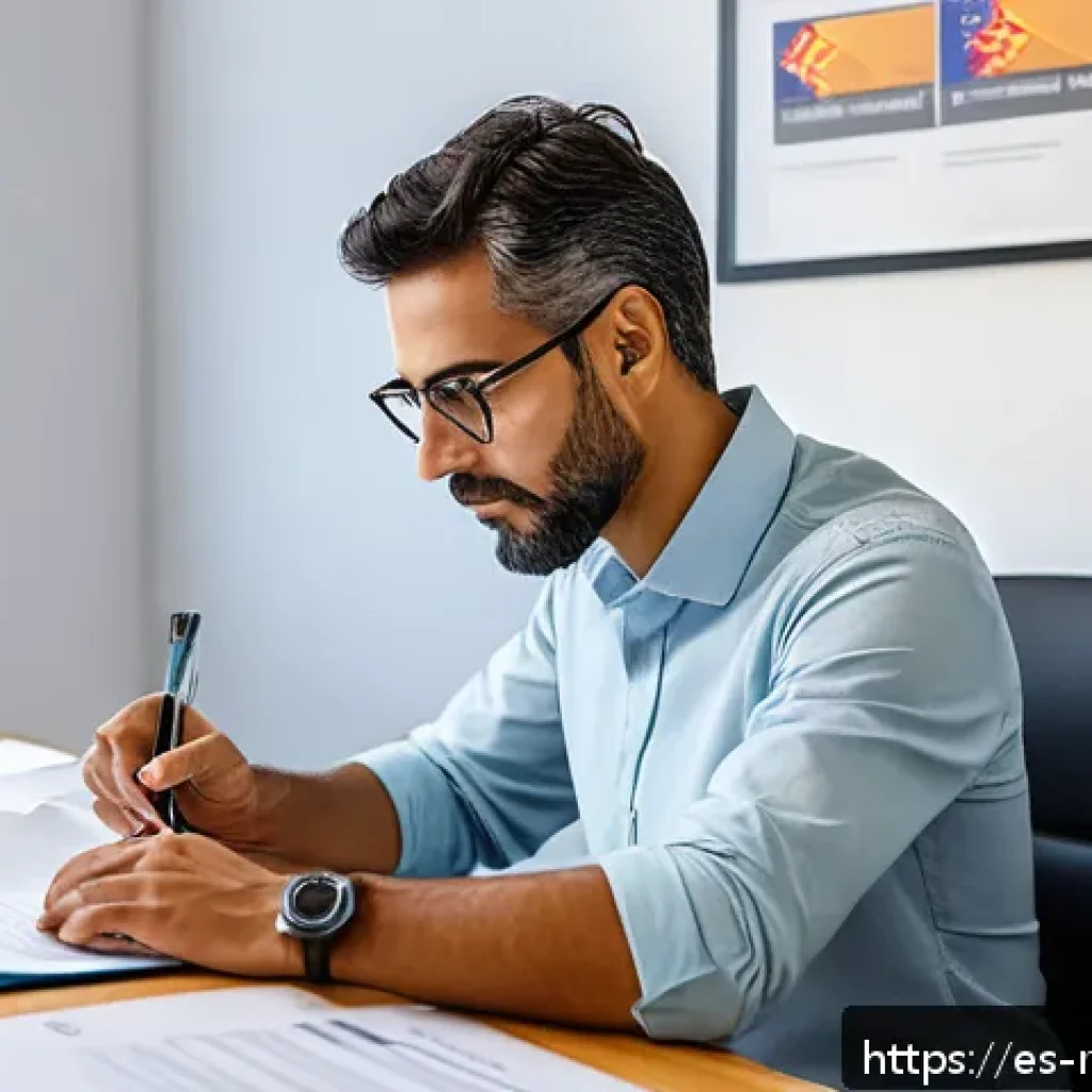 지역개발 자격증 갱신 절차 - A professional Spanish-speaking individual sitting at a modern desk in a bright home office, careful...