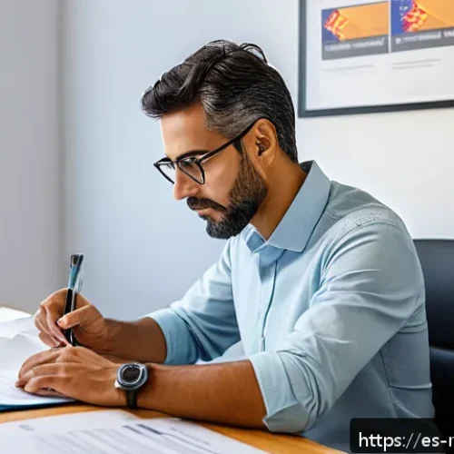 지역개발 자격증 갱신 절차 - A professional Spanish-speaking individual sitting at a modern desk in a bright home office, careful...