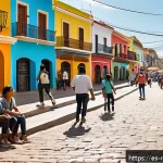 지역개발 직업 만족도와 미래 전망 - A vibrant urban community scene in a Latin American neighborhood showcasing the transformation throu...